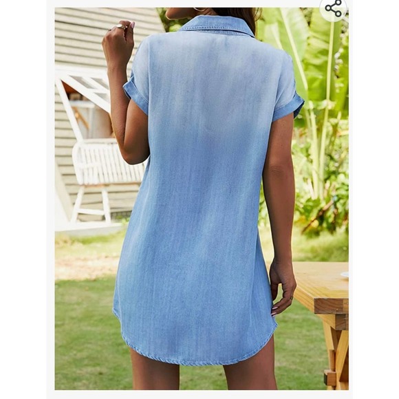 Zilcremo, Chambay Blue Shirt Dress, Mini, Soft Cotton, M - Picture 9 of 16